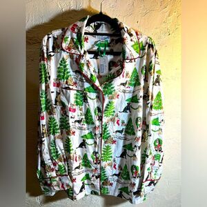 Pajama top by Danica Herrick boutique size Medium- holiday and the dog’s motif